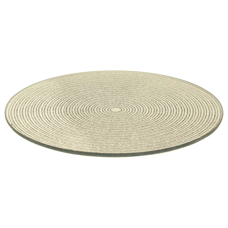 Round Gold Glitter Candle Plate, 15 cm Mirrored Glass Candle Stand
