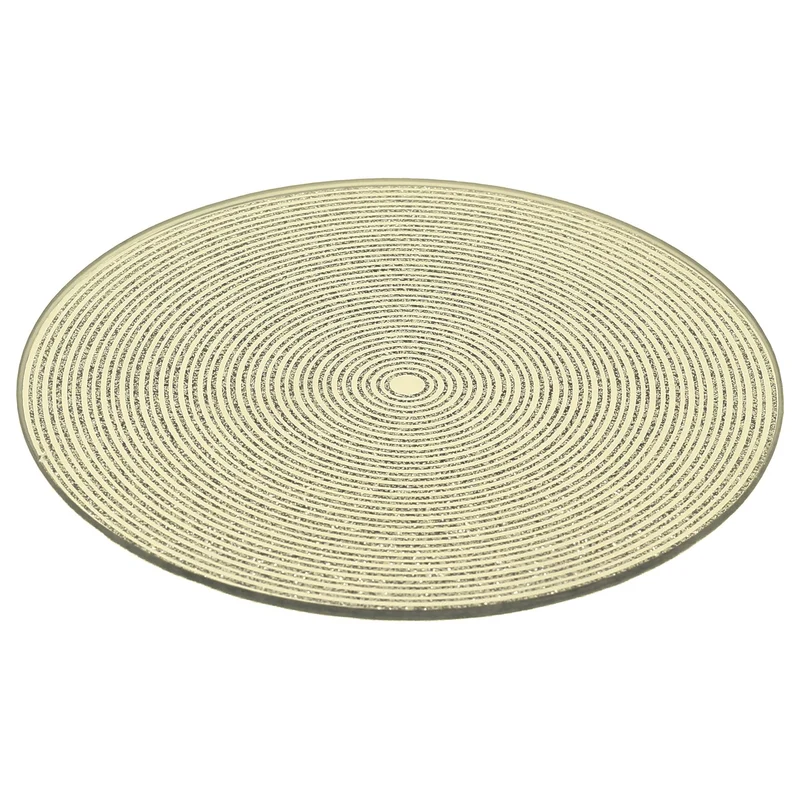 Round Gold Glitter Candle Plate, 15 cm Mirrored Glass Candle Stand