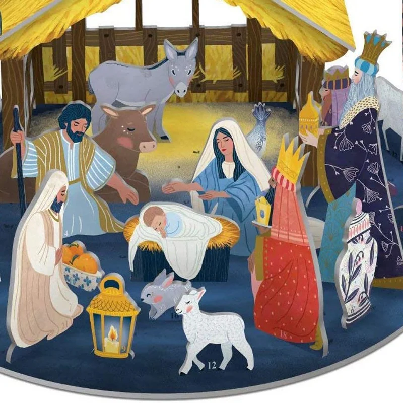 3D Christmas Advent Calendar Away In A Manger Pop & Slot Advent Calendar | Pop Up Advent Calendar Freestanding Advent Calendar | Nativity Advent Calendar