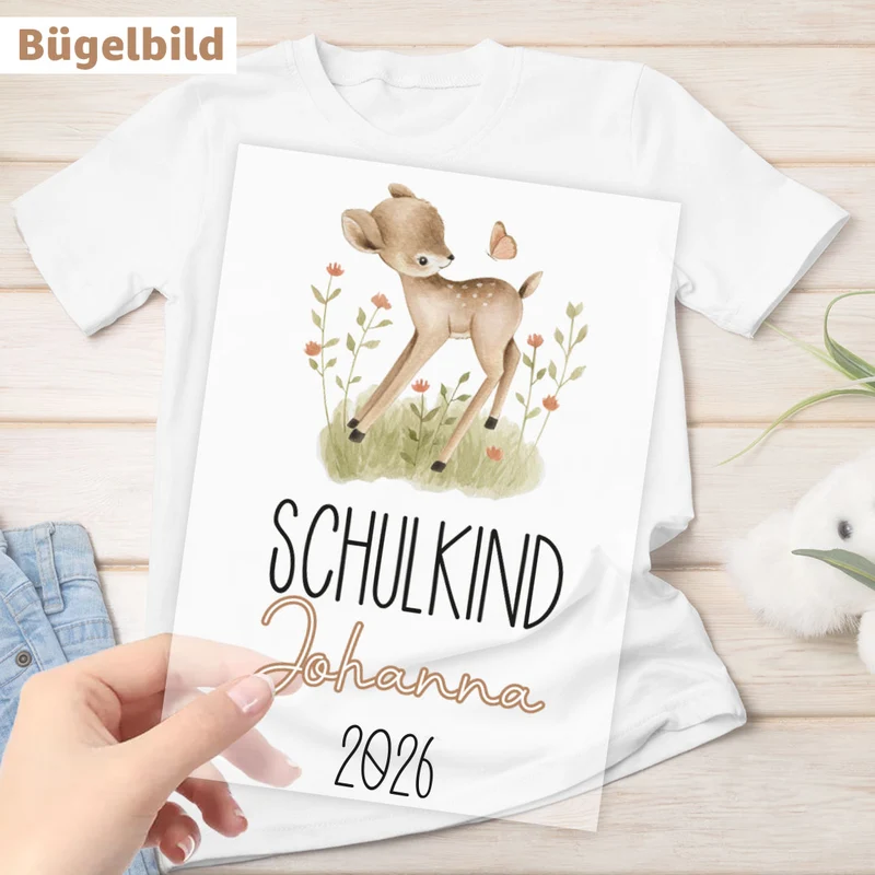 Bügelbild - Schulkind - Wunschname & Wunschjahr - Fabulous Forest