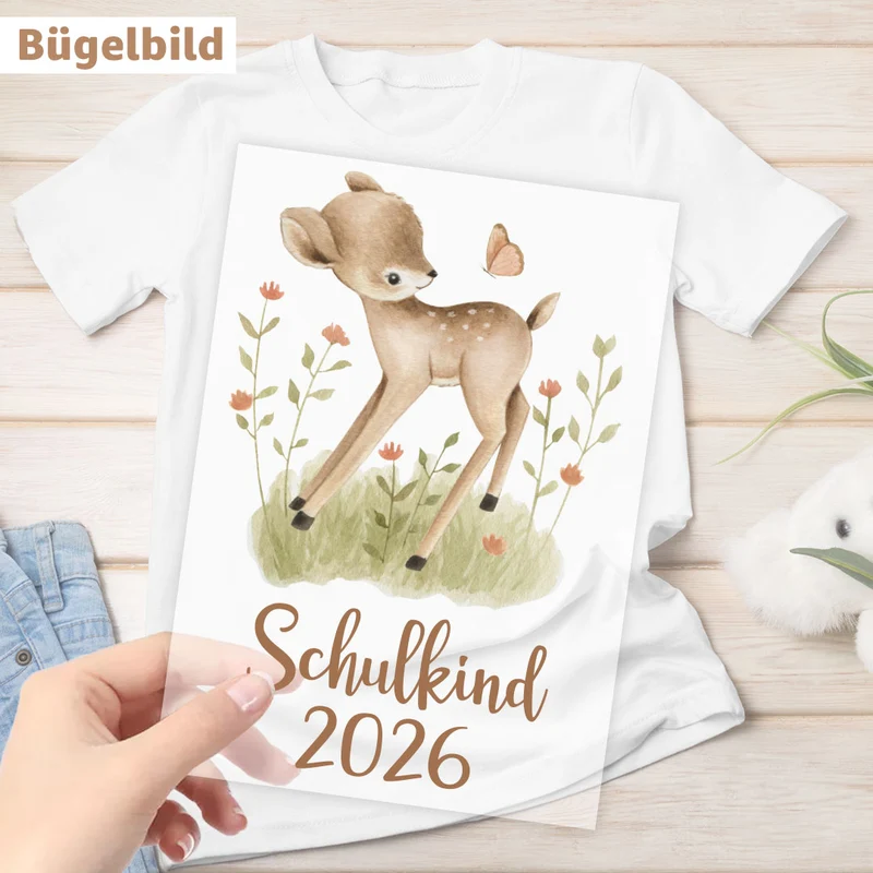 Bügelbild - Schulkind - Wunschname & Wunschjahr - Fabulous Forest