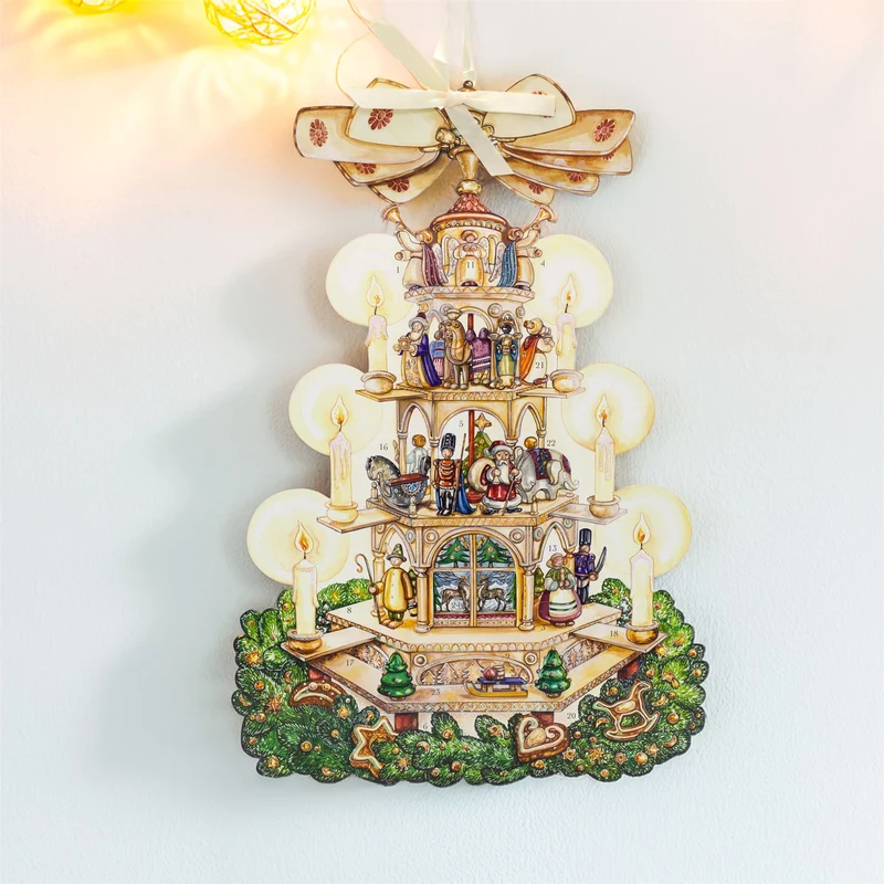 Christmas Pyramid Advent Calendar | Nutcrackers, Santa & Woodland Scenes 56x38cm