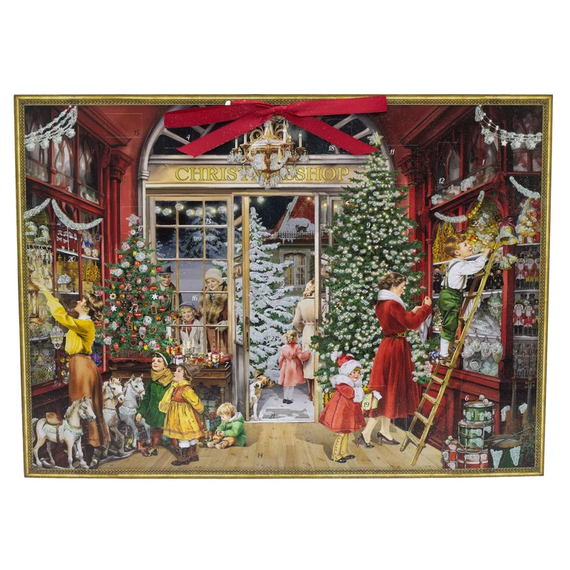 Nostalgic Christmas Toy Shop Advent Calendar with 24 Festive Windows & Ribbon