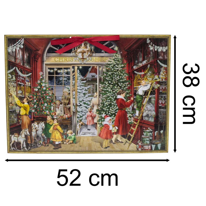 Nostalgic Christmas Toy Shop Advent Calendar with 24 Festive Windows & Ribbon