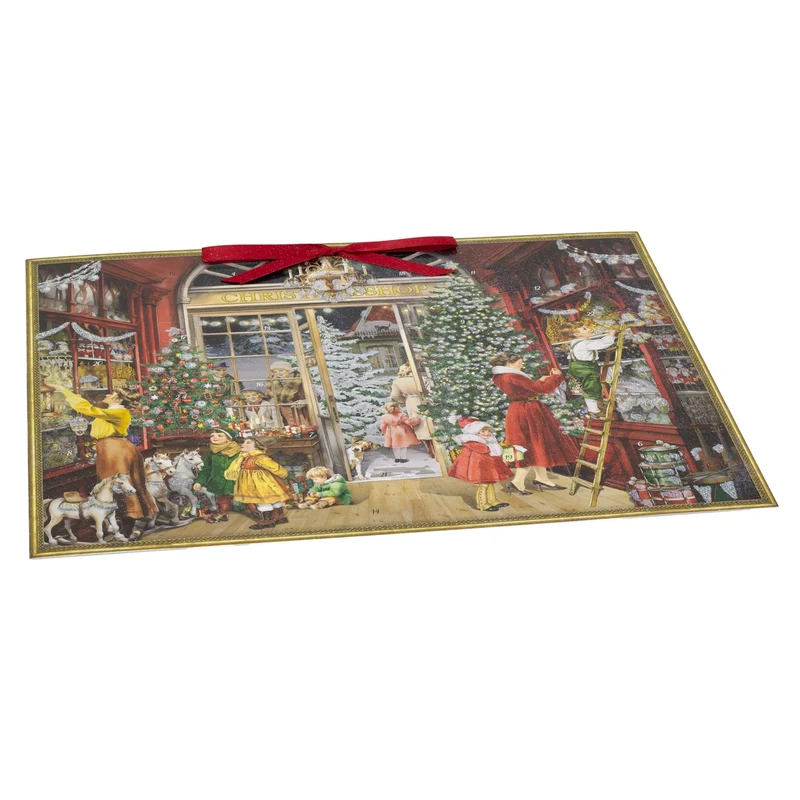 Nostalgic Christmas Toy Shop Advent Calendar with 24 Festive Windows & Ribbon