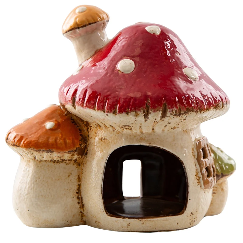 Teelichthaus Pilz aus Steingut 17 × 15 × 12 cm für Teelichter