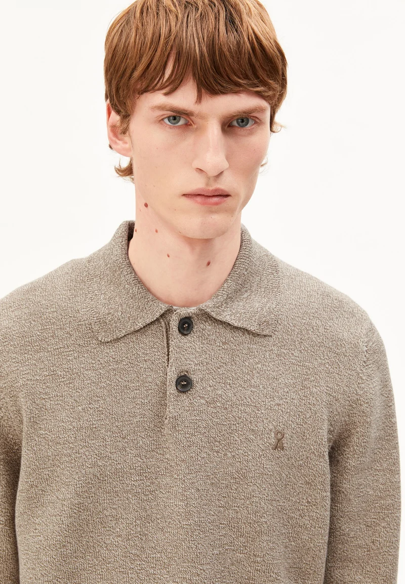 MOULINÉ STRICKLANGARMPOLO | amberwood-oatmilk