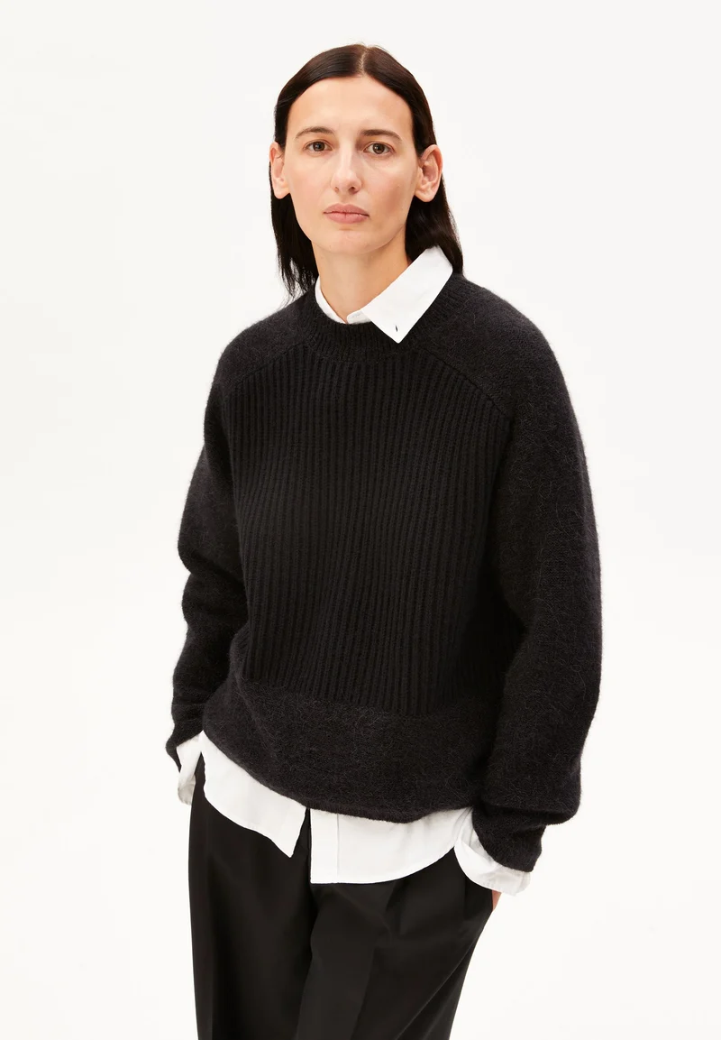 ALPAKA-MIX STRICKPULLOVER | black