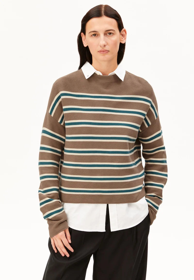 MERINAA GESTREIFTER STRICKPULLOVER | amberwood-oatmilk
