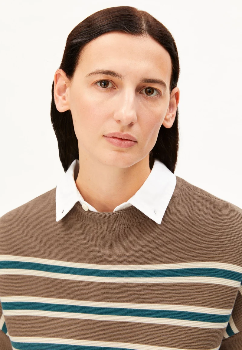 MERINAA GESTREIFTER STRICKPULLOVER | amberwood-oatmilk