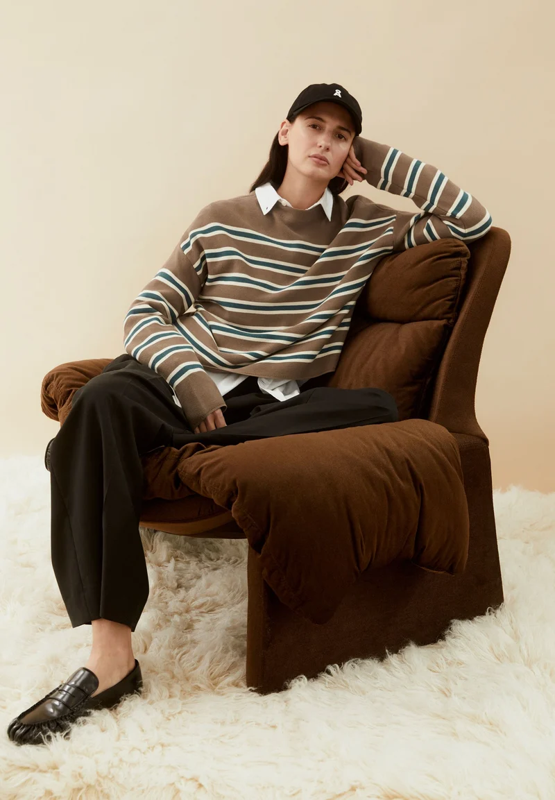 MERINAA GESTREIFTER STRICKPULLOVER | amberwood-oatmilk