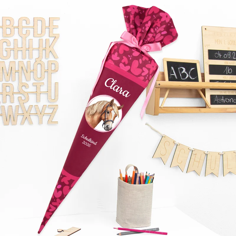 Deine Schultüte aus Stoff mit Wunschname - Mädchen Modell 14 - 70 cm