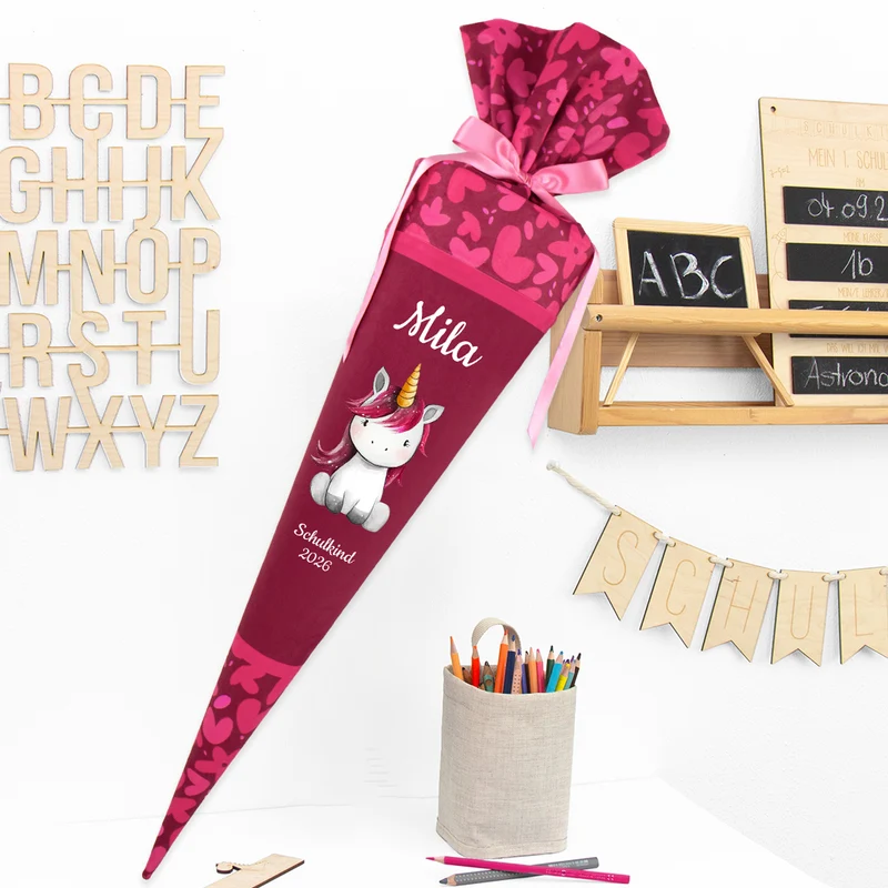 Deine Schultüte aus Stoff mit Wunschname - Mädchen Modell 14 - 70 cm