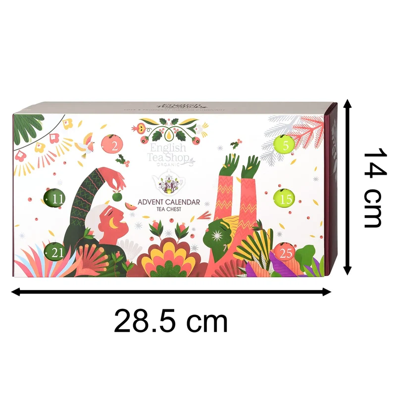 Tea Chest Advent Calendar | 25 Pyramid Tea Bags Christmas Advent Calendar