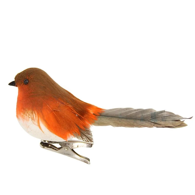 Clip on Robin Decoration | Christmas Tree Robin Ornament with Silver Clip