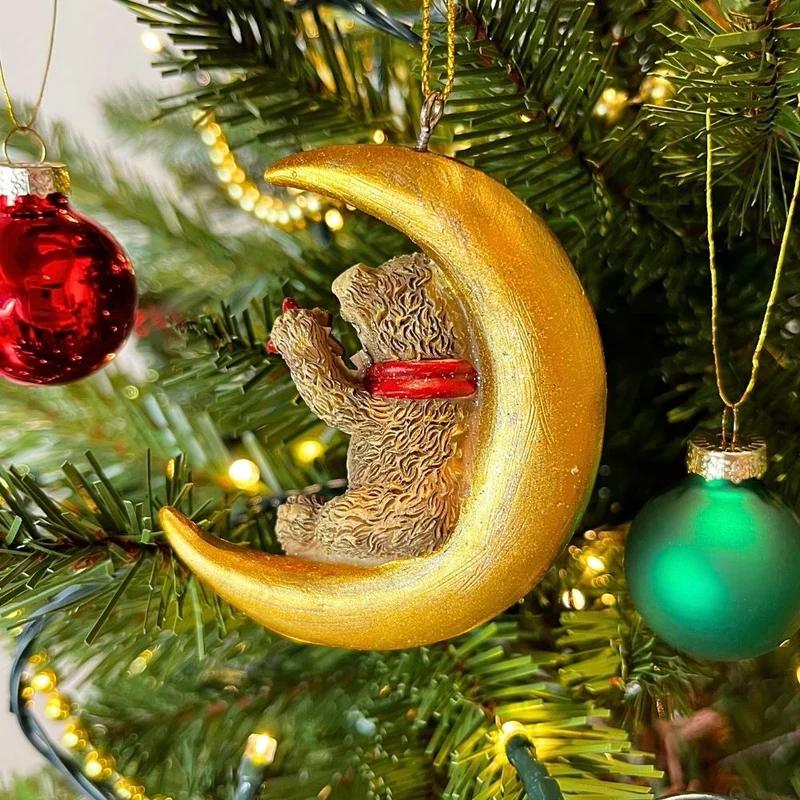 Teddy Bear on the Moon Christmas Bauble | Teddy Ornament for Christmas Tree 8cm