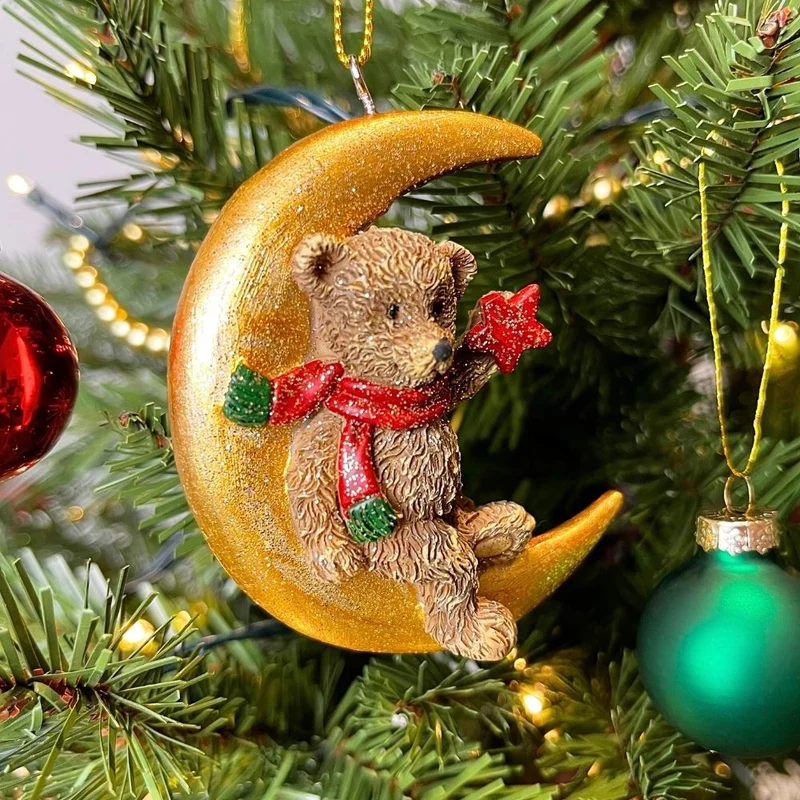 Teddy Bear on the Moon Christmas Bauble | Teddy Ornament for Christmas Tree 8cm