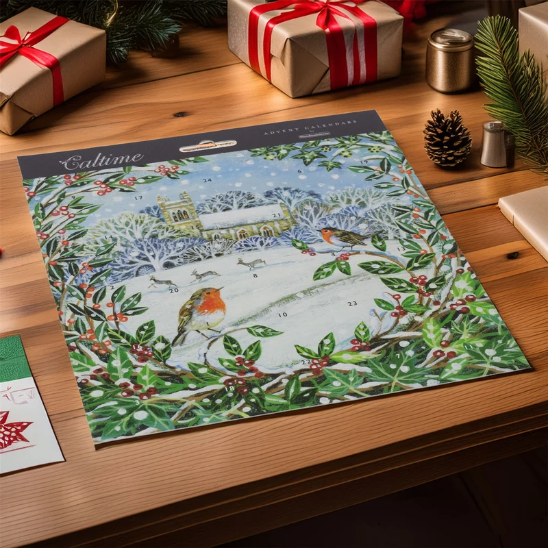 Robin & Deer Christmas Advent Calendar | Wreath Christmas Advent Calendar