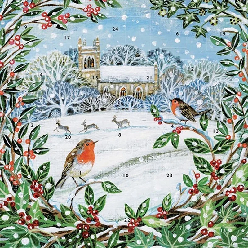 Robin & Deer Christmas Advent Calendar | Wreath Christmas Advent Calendar