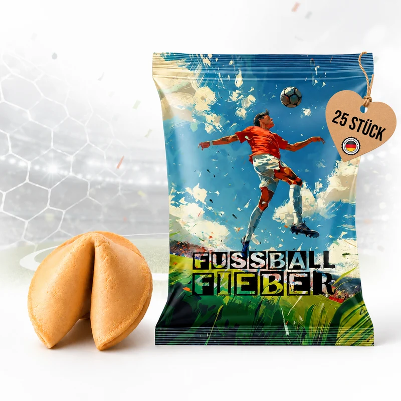 25 Glückskekse Fußball – vegane Kekse mit Fußballsprüchen und Team-Facts