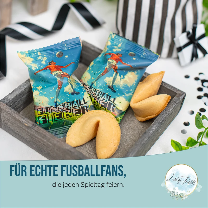 25 Glückskekse Fußball – vegane Kekse mit Fußballsprüchen und Team-Facts