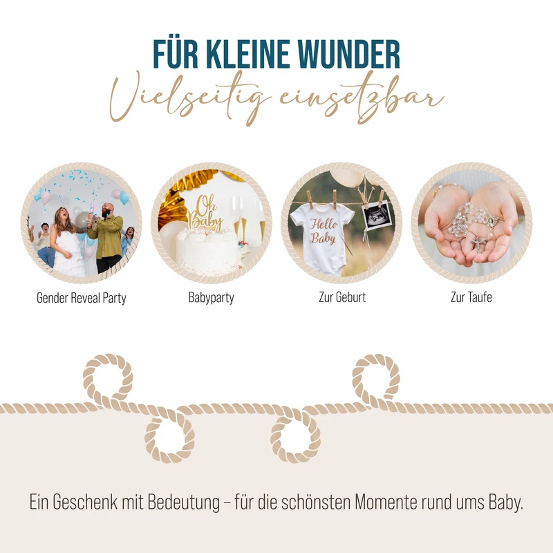 Glückskekse Babyparty 10er-Set, Hallo-Baby-Design in Pastellfarben