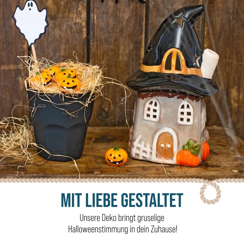 Deko-Kürbisse 6er-Set aus Polystone, Mini Halloween-Kürbisse orange, je ca. 2,5 cm