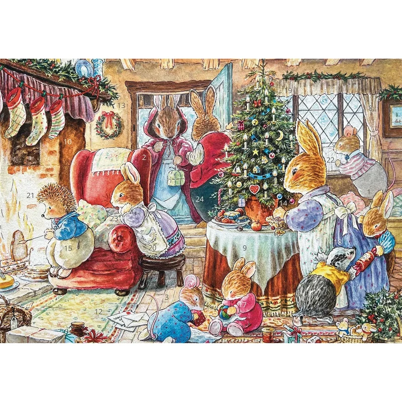 Foxwood Xmas Christmas Advent Calendar, A4 24 Door Foxwood Tales Artwork