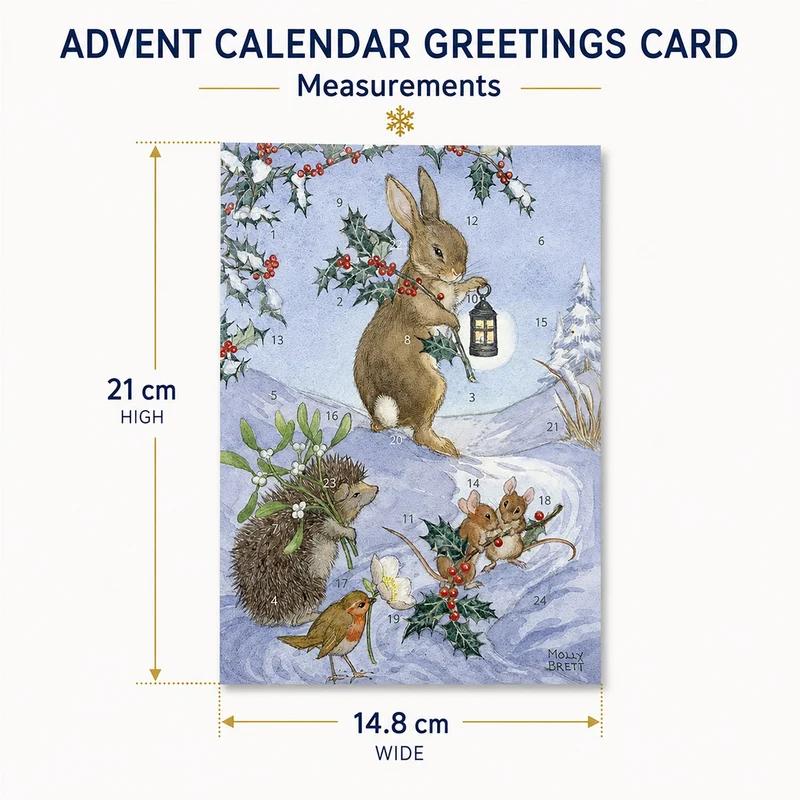 Christmas Animals Advent Calendar Greetings Card, A5 24-Door Card