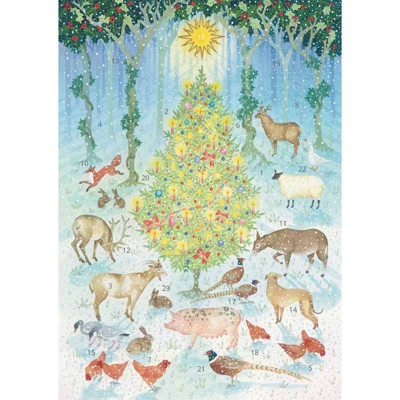 Woodland Magic Christmas Advent Calendar, A4 Vintage Woodland Illustration