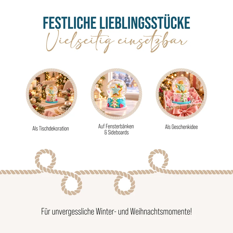 Schneekugeln Lebkuchen Optik 2er Set Pastell ca. 5 × 6,5 cm