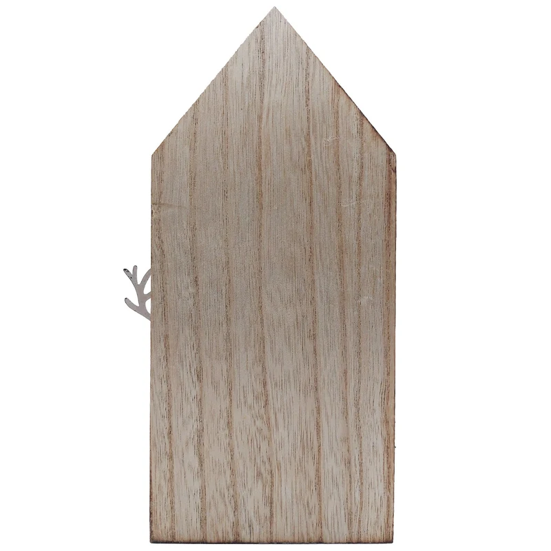 Logbuch-Verlag Holz-Metall-Haus „Winterwald“ 22 cm – Dekohaus aus Holz mit REH & Bäumen in Antik-Weiß – Winterliche Weihnachtsdeko zum Hinstellen