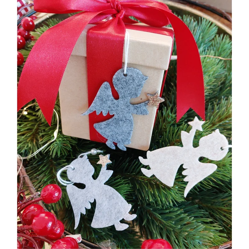 Filzengel Anhänger Set 18 Stück –Weihnachtsdeko zum Hängen 7,5 cm –Engel aus Filz