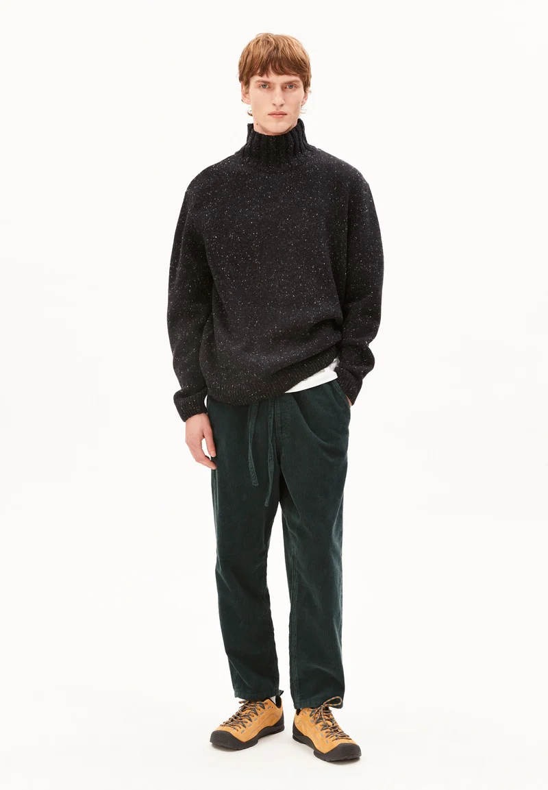 TWEED STRICK-ROLLKRAGENPULLOVER | black