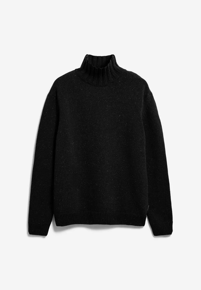 TWEED STRICK-ROLLKRAGENPULLOVER | black
