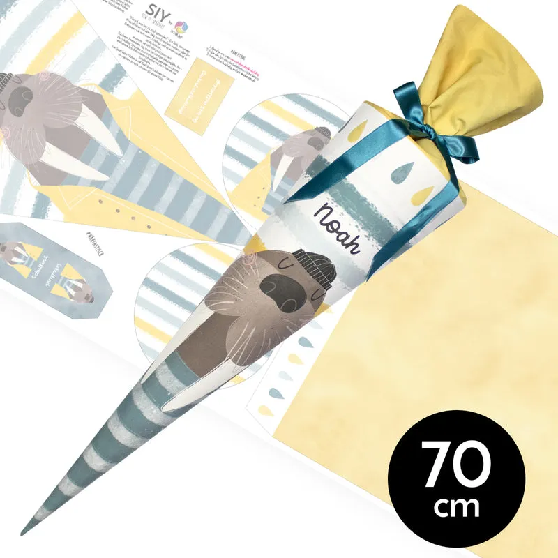 DIY Schultüte zum Selbernähen Schnittmuster auf Stoff mit Wunschname personalisierbar – Hamburger Jungs - 70 cm