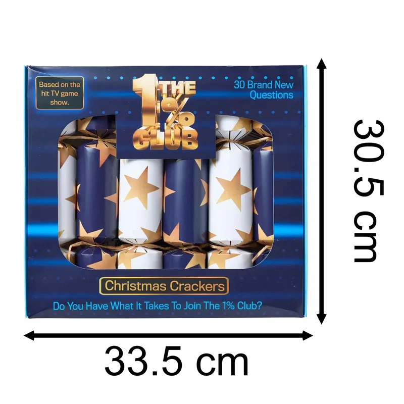 The 1% Club Christmas Crackers Pack of 6 with Quiz Questions & Challenges