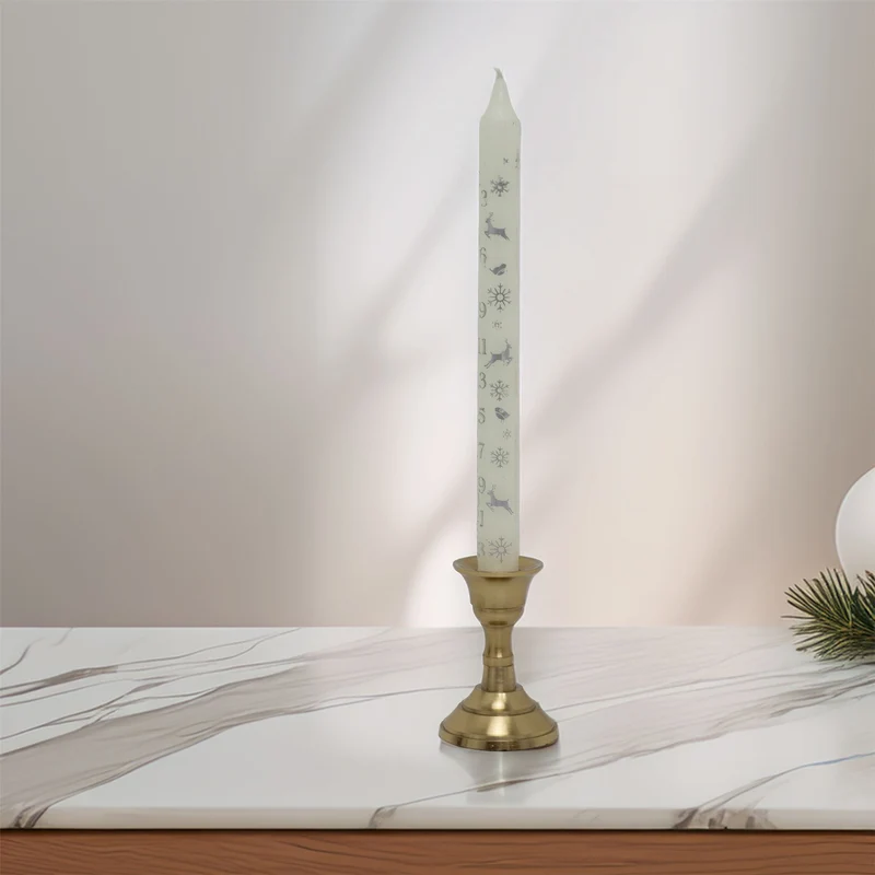 Brass Metal Candlestick | Brass Effect Short Candle Holder Stand - 8cm