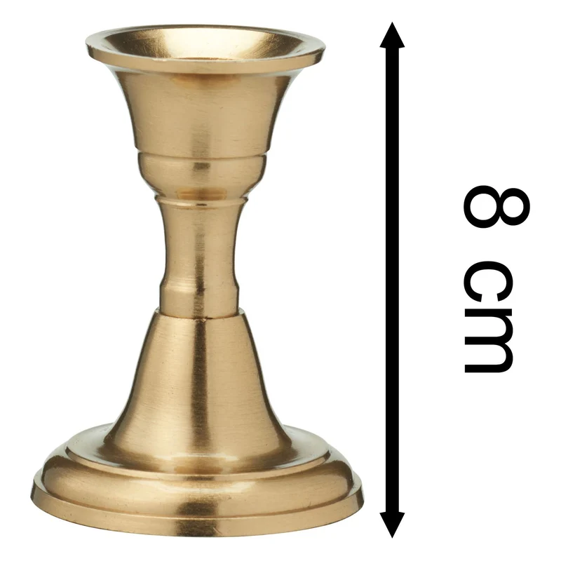 Brass Metal Candlestick | Brass Effect Short Candle Holder Stand - 8cm