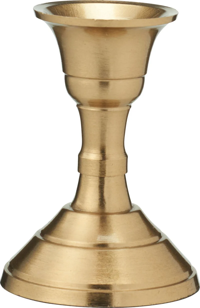 Brass Metal Candlestick | Brass Effect Short Candle Holder Stand - 8cm