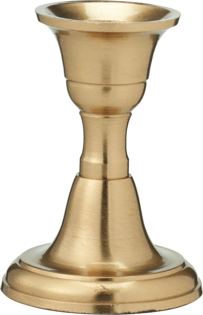 Brass Metal Candlestick | Brass Effect Short Candle Holder Stand - 8cm
