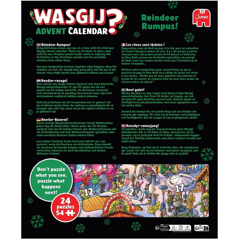 Wasgij Christmas Advent Calendar 2025 | Reindeer Rumpus Jigsaw Advent Calendar