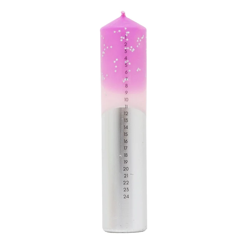 The Colour Emporium Stardust Blush Hand-dipped Christmas Advent Pillar Candle