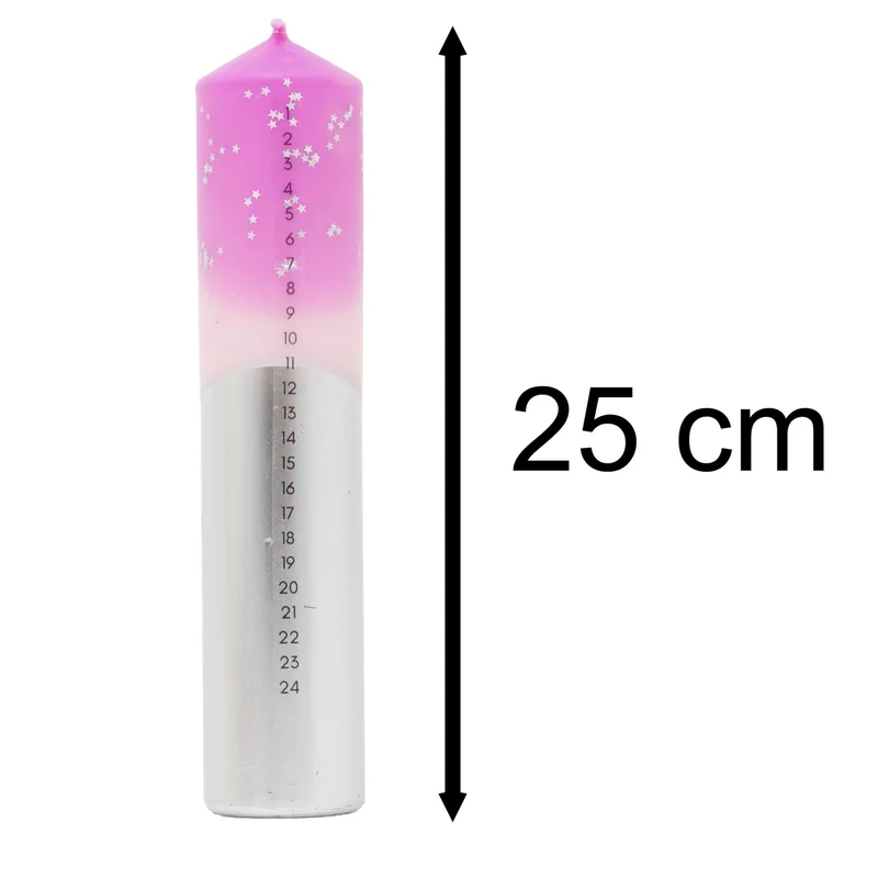The Colour Emporium Stardust Blush Hand-dipped Christmas Advent Pillar Candle