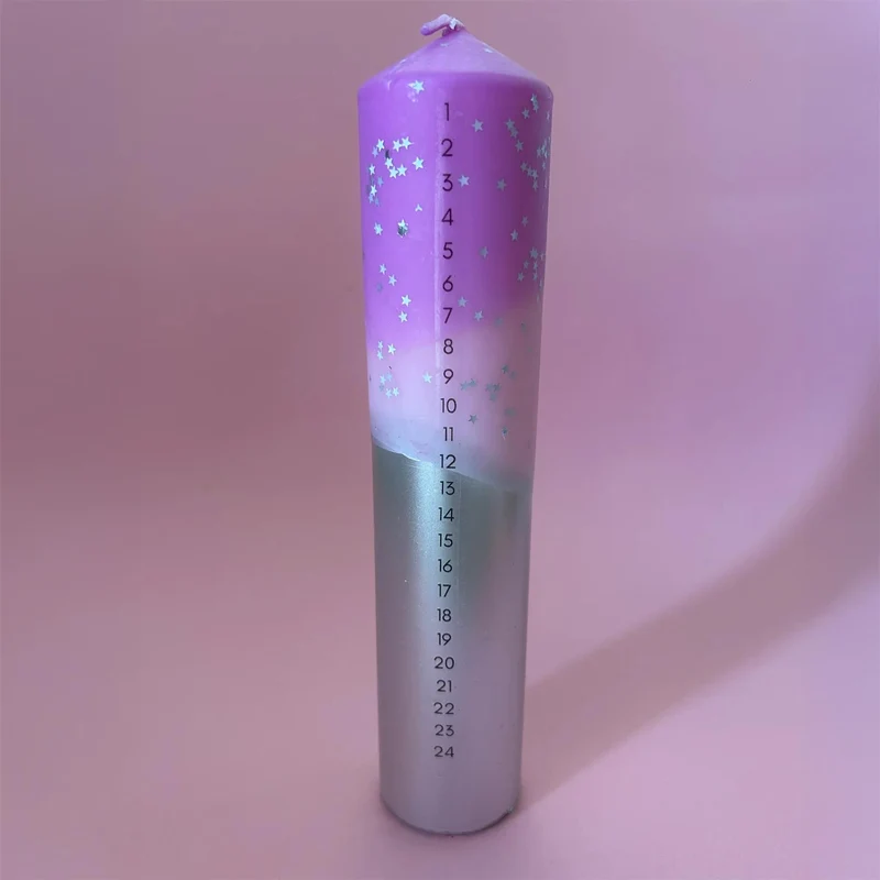 The Colour Emporium Stardust Blush Hand-dipped Christmas Advent Pillar Candle