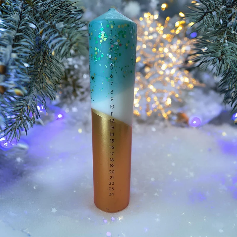 The Colour Emporium Crushed Emerald Hand-dipped Christmas Advent Pillar Candle