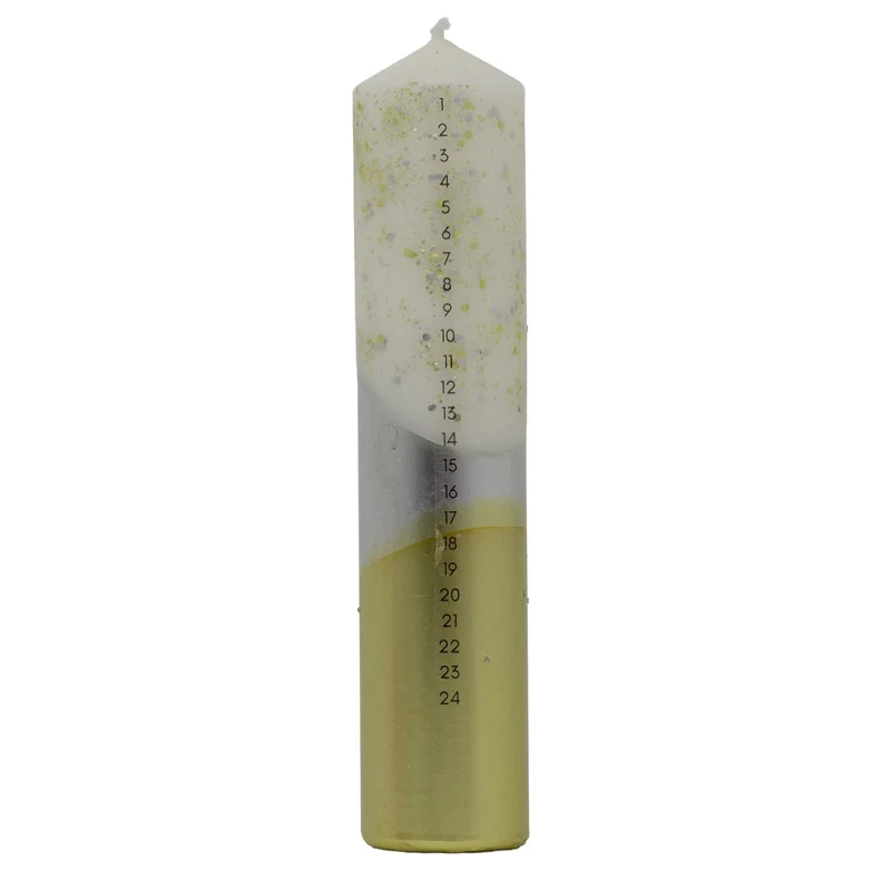 The Colour Emporium Gilded Silver Hand-dipped Christmas Advent Pillar Candle