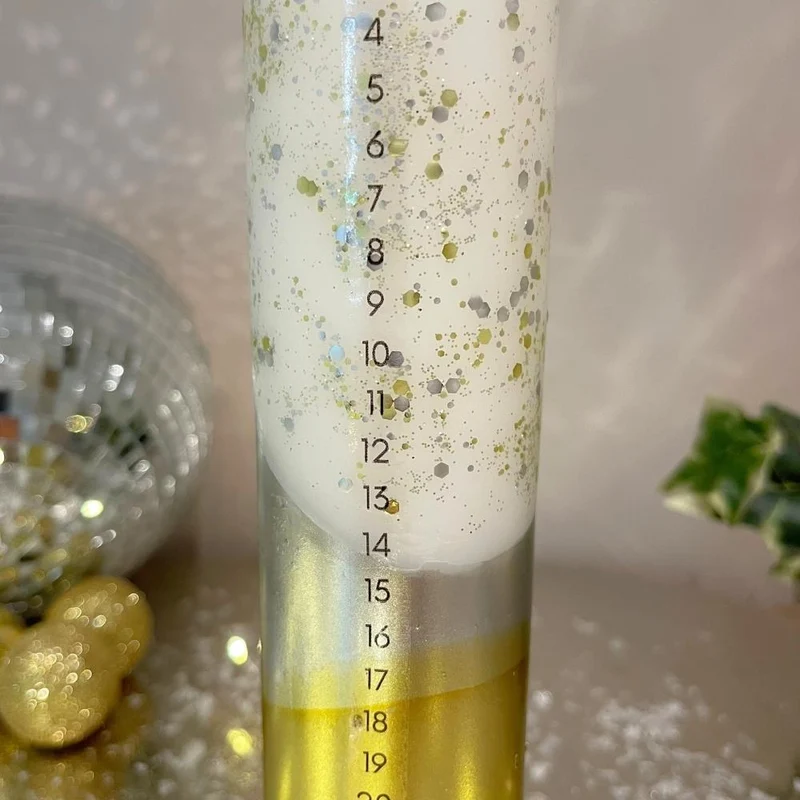The Colour Emporium Gilded Silver Hand-dipped Christmas Advent Pillar Candle