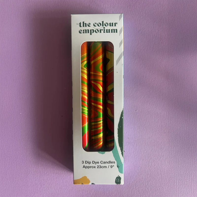 The Colour Emporium Set of 3 Metallic Hand-dipped Marbled Christmas Candles