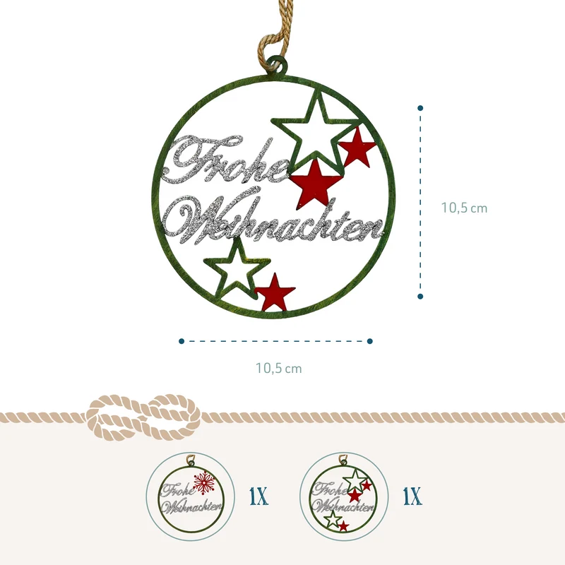 Metall-Schild Frohe Weihnachten 2er-Set rund Durchmesser ca. 10,5 cm